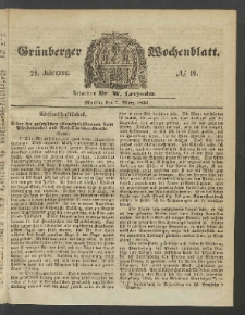 Grünberger Wochenblatt, No. 19. (7. März 1853)