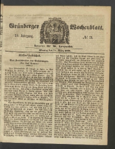 Grünberger Wochenblatt, No. 21. (14. März 1853)