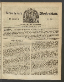 Grünberger Wochenblatt, No. 26. (31. März 1853)