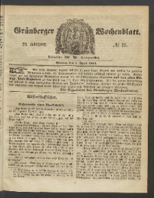 Grünberger Wochenblatt, No. 27. (4. April 1853)