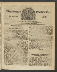 Grünberger Wochenblatt, No. 28. (7. April 1853)