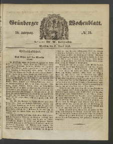 Grünberger Wochenblatt, No. 29. (11. April 1853)