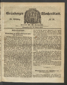 Grünberger Wochenblatt, No. 30. (14. April 1853)