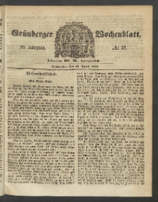 Grünberger Wochenblatt, No. 32. (21. April 1853)