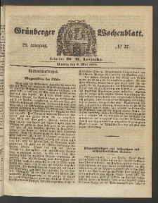 Grünberger Wochenblatt, No. 37. (9. Mai 1853)