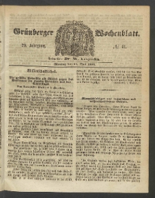 Grünberger Wochenblatt, No. 41. (23. Mai 1853)