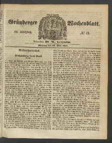 Gr&uuml;nberger Wochenblatt, No. 43. (30. Mai 1853)