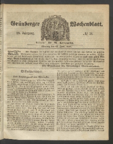 Gr&uuml;nberger Wochenblatt, No. 51. (27. Juni 1853)