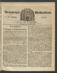 Grünberger Wochenblatt, No. 61. (1. August 1853)