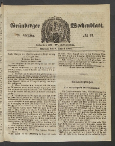 Grünberger Wochenblatt, No. 63. (8. August 1853)