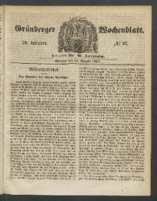 Grünberger Wochenblatt, No. 67. (22. August 1853)