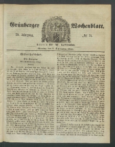 Grünberger Wochenblatt, No. 71. (5. September 1853)