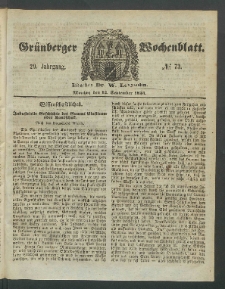 Grünberger Wochenblatt, No. 73. (12. September 1853)
