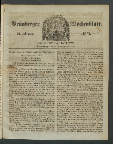 Grünberger Wochenblatt, No. 74. (15. September 1853)