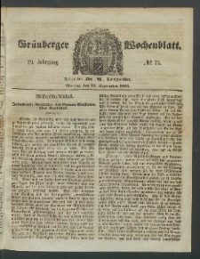 Grünberger Wochenblatt, No. 75. (19. September 1853)