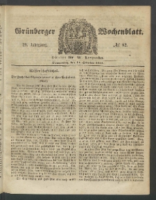 Grünberger Wochenblatt, No. 82. (13. Oktober 1853)