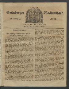 Gr&uuml;nberger Wochenblatt, No. 83. (17. Oktober 1853)
