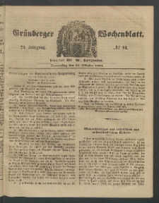 Grünberger Wochenblatt, No. 84. (20. Oktober 1853)