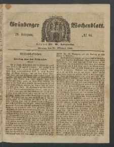Grünberger Wochenblatt, No. 86. [właśc. 87.] (31. Oktober 1853)