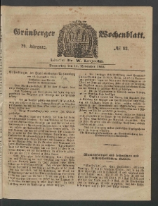 Grünberger Wochenblatt, No. 92. (17. November 1853)
