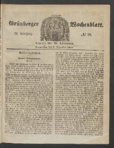 Grünberger Wochenblatt, No. 98. (8. Dezember 1853)