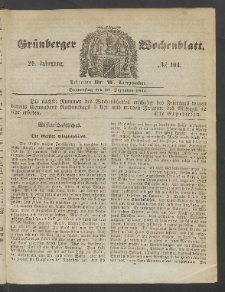 Gr&uuml;nberger Wochenblatt, No. 104. (29. Dezember 1853)