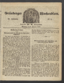 Grünberger Wochenblatt, No. 2. (9. Januar 1854)