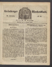 Gr&uuml;nberger Wochenblatt, No. 10. (6. Februar 1854)