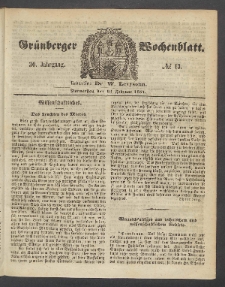 Grünberger Wochenblatt, No. 13. (16. Februar 1854)