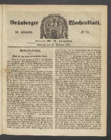 Grünberger Wochenblatt, No. 14. (20. Februar 1854)