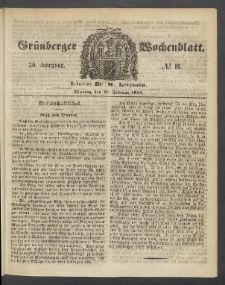 Gr&uuml;nberger Wochenblatt, No. 16. (27. Februar 1854)
