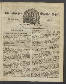 Grünberger Wochenblatt, No. 18. (6. März 1854)