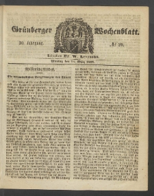 Grünberger Wochenblatt, No. 20. (13. März 1854)