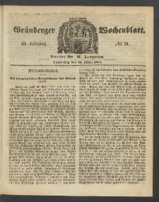 Grünberger Wochenblatt, No. 21. (16. März 1854)