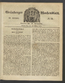 Gr&uuml;nberger Wochenblatt, No. 23. (23. M&auml;rz 1854)