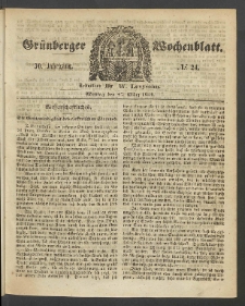 Gr&uuml;nberger Wochenblatt, No. 24. (27. M&auml;rz 1854)