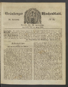 Grünberger Wochenblatt, No. 25. (30. März 1854)