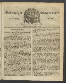 Gr&uuml;nberger Wochenblatt, No. 28. (10. April 1854)