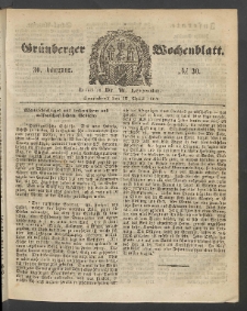 Gr&uuml;nberger Wochenblatt, No. 30. (15. April 1854)