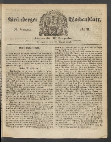 Grünberger Wochenblatt, No. 31. (20. April 1854)