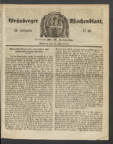 Grünberger Wochenblatt, No. 36. (8. Mai 1854)
