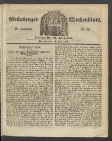 Grünberger Wochenblatt, No. 38. (14. Mai 1854)