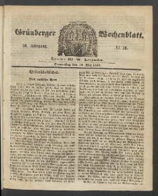 Gr&uuml;nberger Wochenblatt, No. 39. (18. Mai 1854)