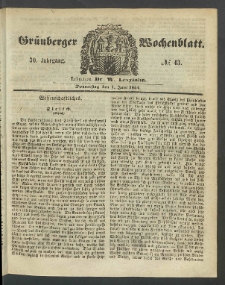 Grünberger Wochenblatt, No. 43. (1. Juni 1854)