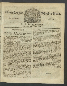 Gr&uuml;nberger Wochenblatt, No. 45. (7. Juni 1854)