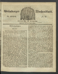 Grünberger Wochenblatt, No. 46. (12. Juni 1854)