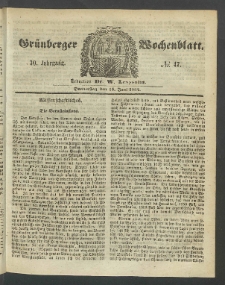 Grünberger Wochenblatt, No. 47. (15. Juni 1854)