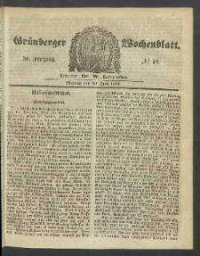 Grünberger Wochenblatt, No. 48. (19. Juni 1854)