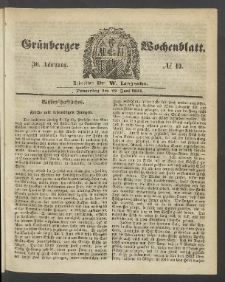 Gr&uuml;nberger Wochenblatt, No. 49. (22. Juni 1854)