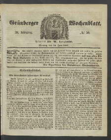 Grünberger Wochenblatt, No. 50. (26. Juni 1854)